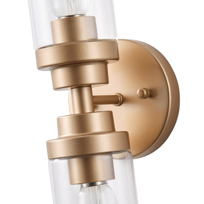 2-Light Clear Glass Cylindrical Shade Wall Sconces