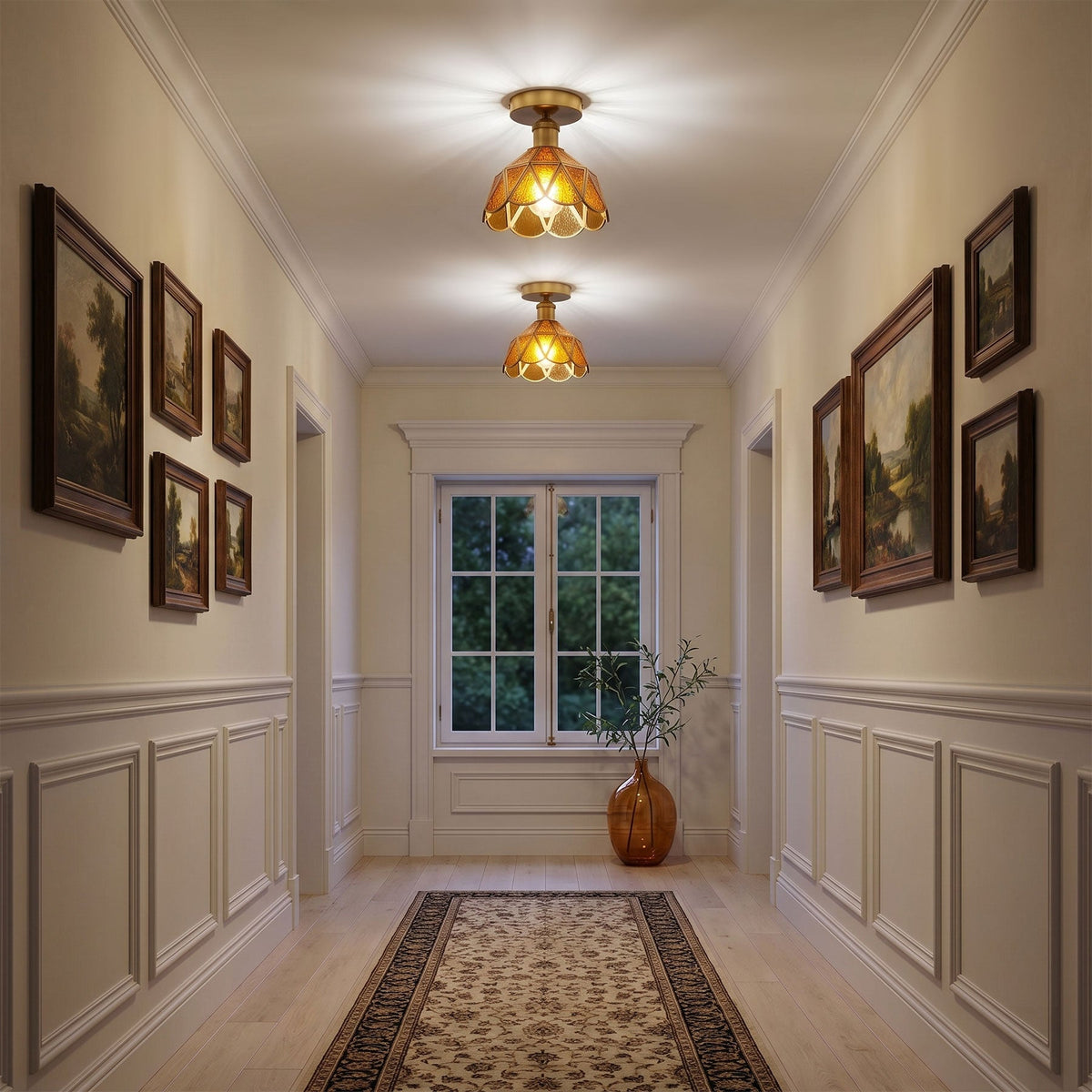 1-Light Brass Flower Ceiling Light for Bedroom