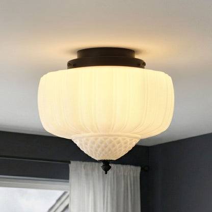 3-Light Farmhouse Fluted Glass Ceiling Light