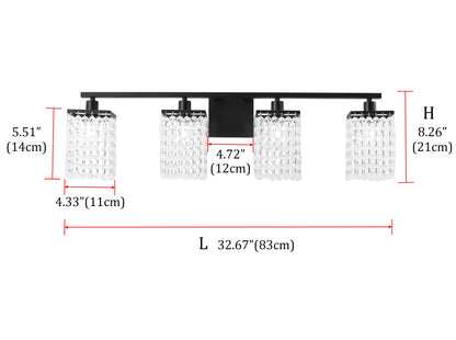 3-Lights & 4-Lights Crystal Square Design Vanity Lighting