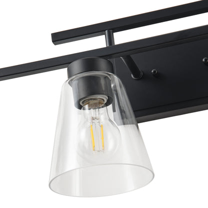 3-Light & 4-Light Dimmable Bathroom Clear Glass Wall Vanity Lighting