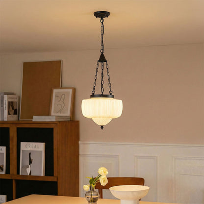 4-Light Vintage Pendant Light With Opal Glass Shade
