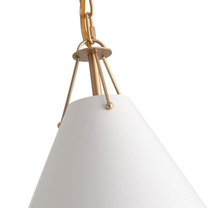 1-Light White Flared Shade Pendant Lighting