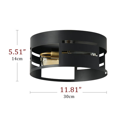 2-Light Simple Black Hollow Out Flush Mount Lighting
