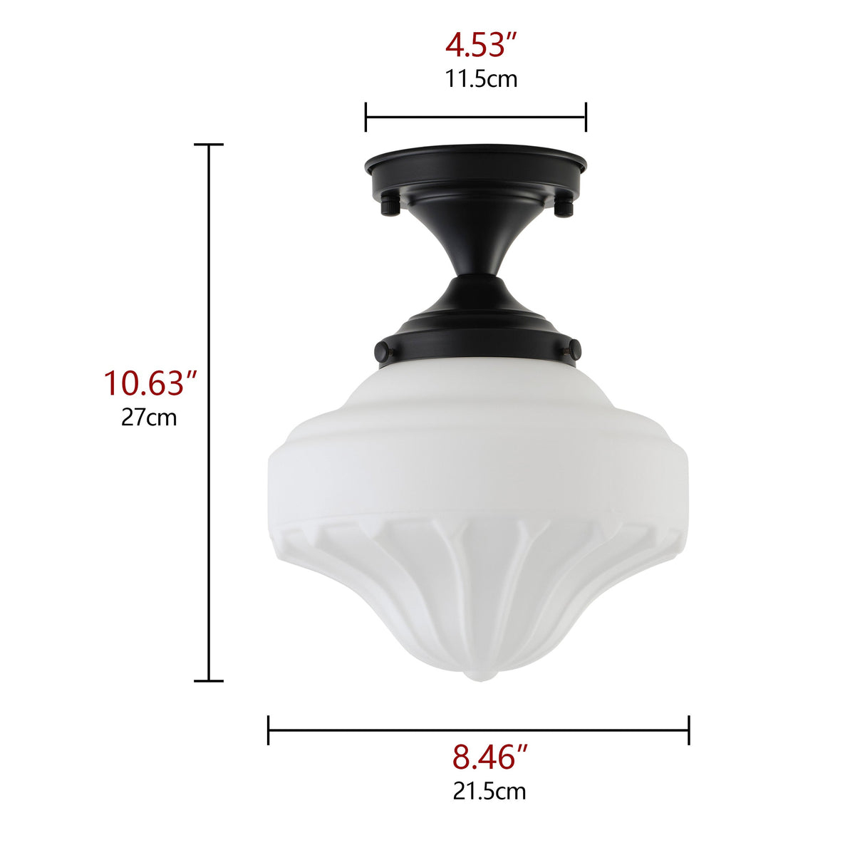 1-Light Vintage Schoolhouse Semi Flush Mount Ceiling Light
