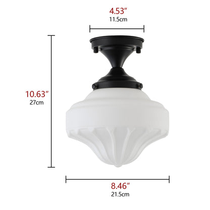 1-Light Vintage Schoolhouse Semi Flush Mount Ceiling Light