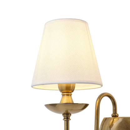 2 Light Vintage Wall Sconce With White Fabric Shade
