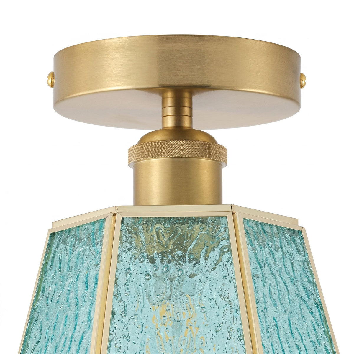 1-Light Blue Glass Ceiling Light for Bedroom