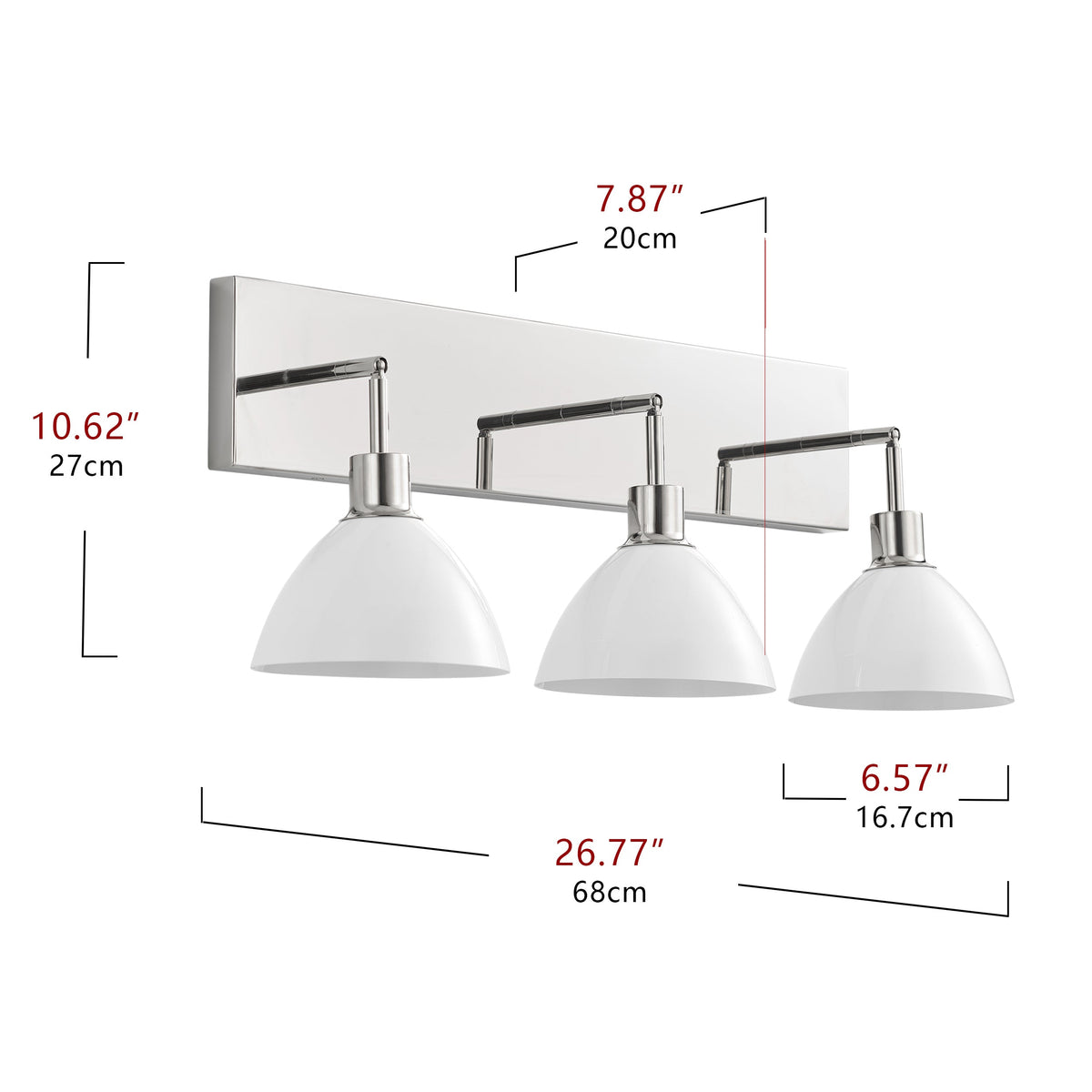 3-Lights Cream Round Shape Glass Shade Bathroom Vanity Lighting