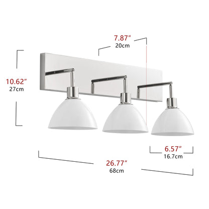 3-Lights Cream Round Shape Glass Shade Bathroom Vanity Lighting