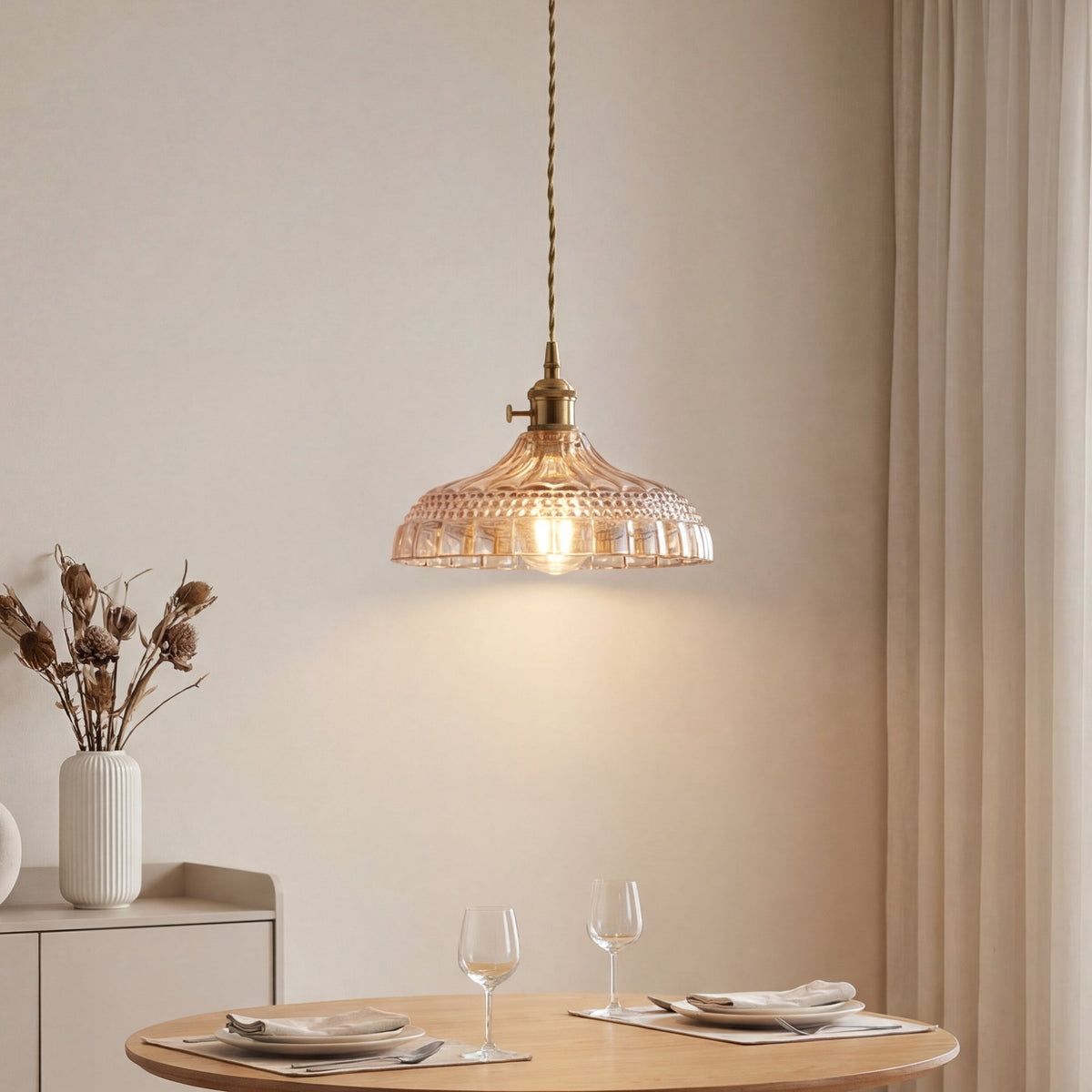 1-Light Vintage Glass Pendant Light Kitchen Island Lighting