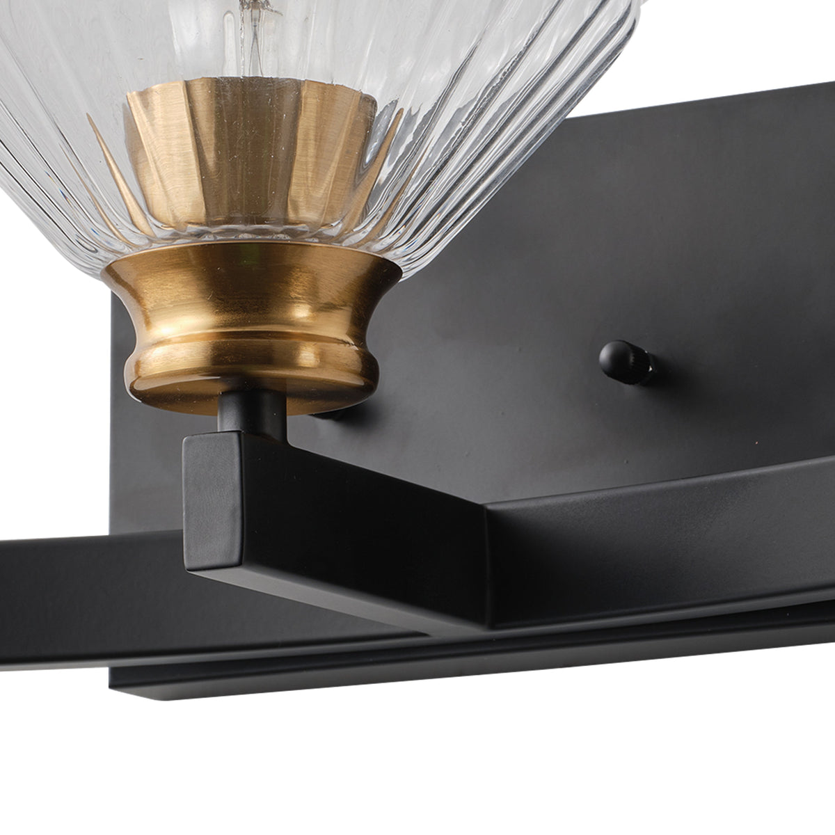 3-Light & 4-Light  Black Bathroom Vanity Light with Ribbed Glass