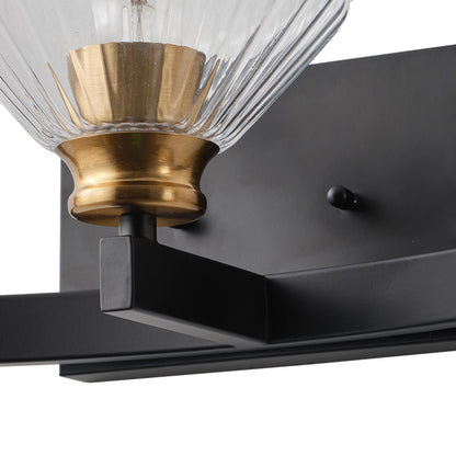 3-Light & 4-Light  Black Bathroom Vanity Light with Ribbed Glass