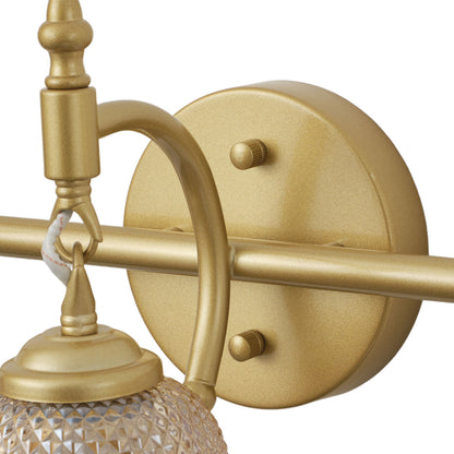 3 Light Gold Vanity Light With Amber Glass Shades