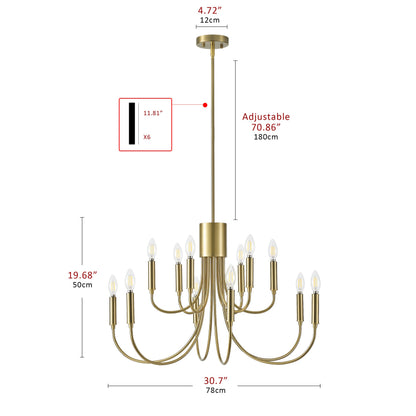 12-Lights Candle Lamp Head Creative Chandelier
