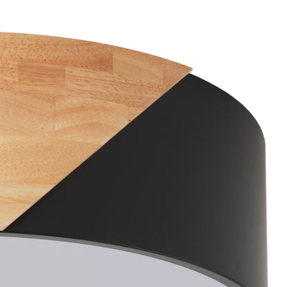 1 Light Wood Grain LED Flush Mount Ceiling Light For Bedroom Hallway