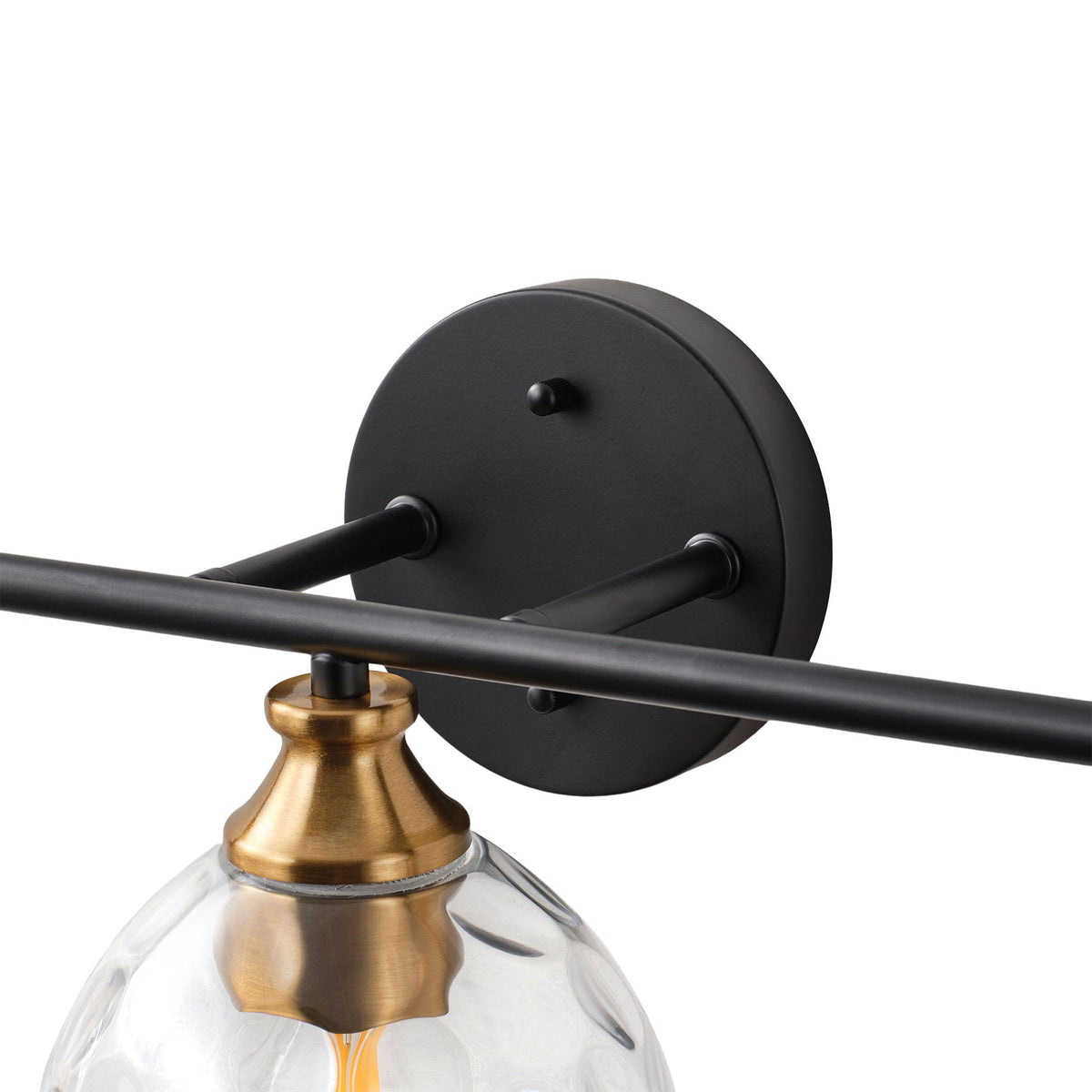 3-Light Matte Black Vanity Light with Textured Glass Shades