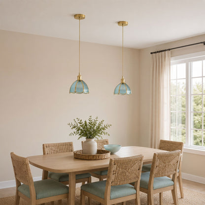 1-Light Blue Glass Pendant Light for Kitchen Island