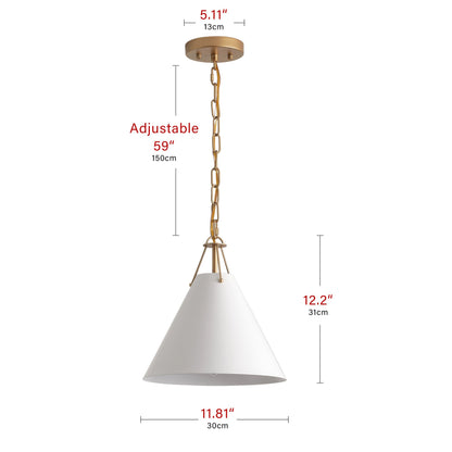 1-Light White Flared Shade Pendant Lighting