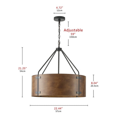 4-Lights Upper and Lower Openwork Design Pendant Lighting