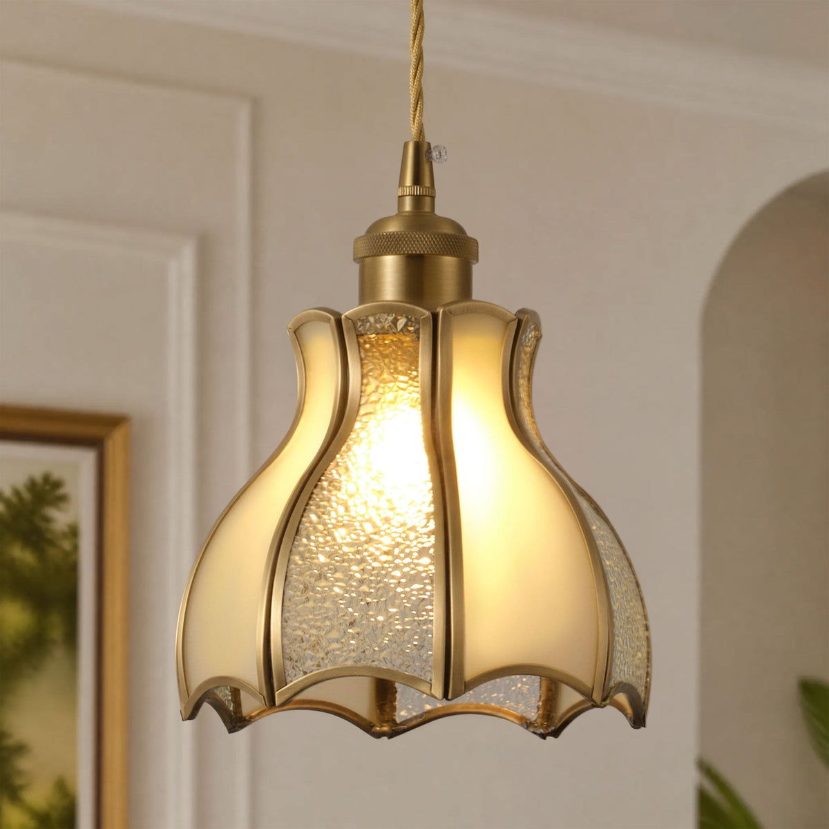1 Light Petal Glass Pendant Light For Dining Room