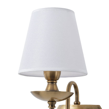 1 Light Vintage Wall Sconce With White Fabric Shade