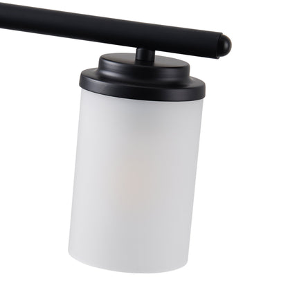 4-Light Vanity Light Over Mirror with White Cylinder Glass Shade