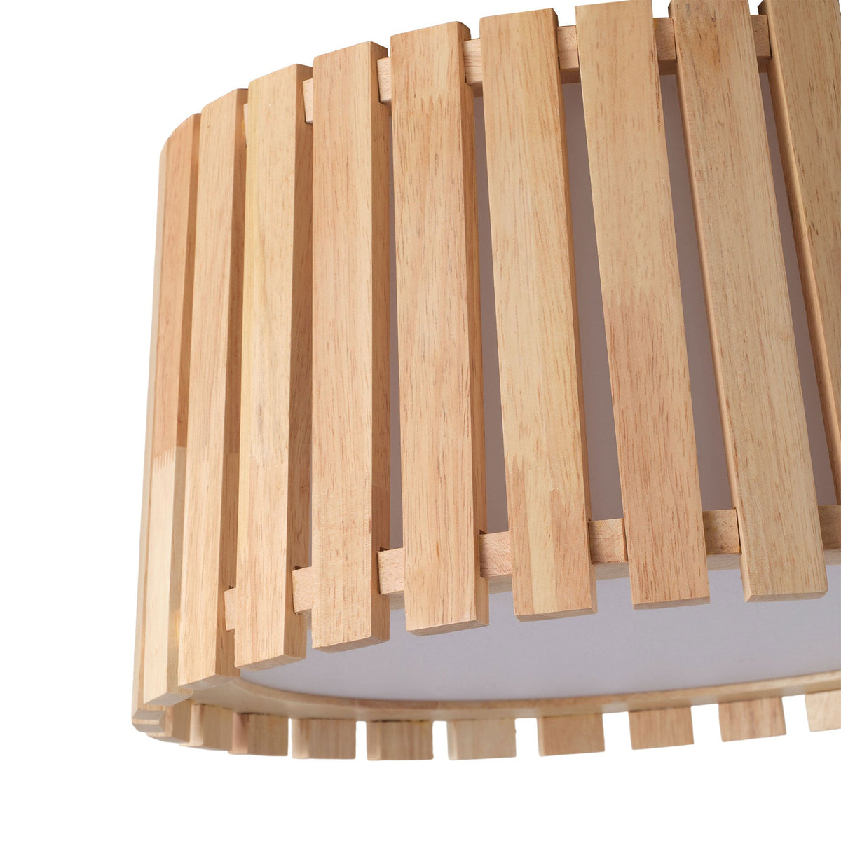 3-Light Farmhouse Natural Wood Flush Mount Light