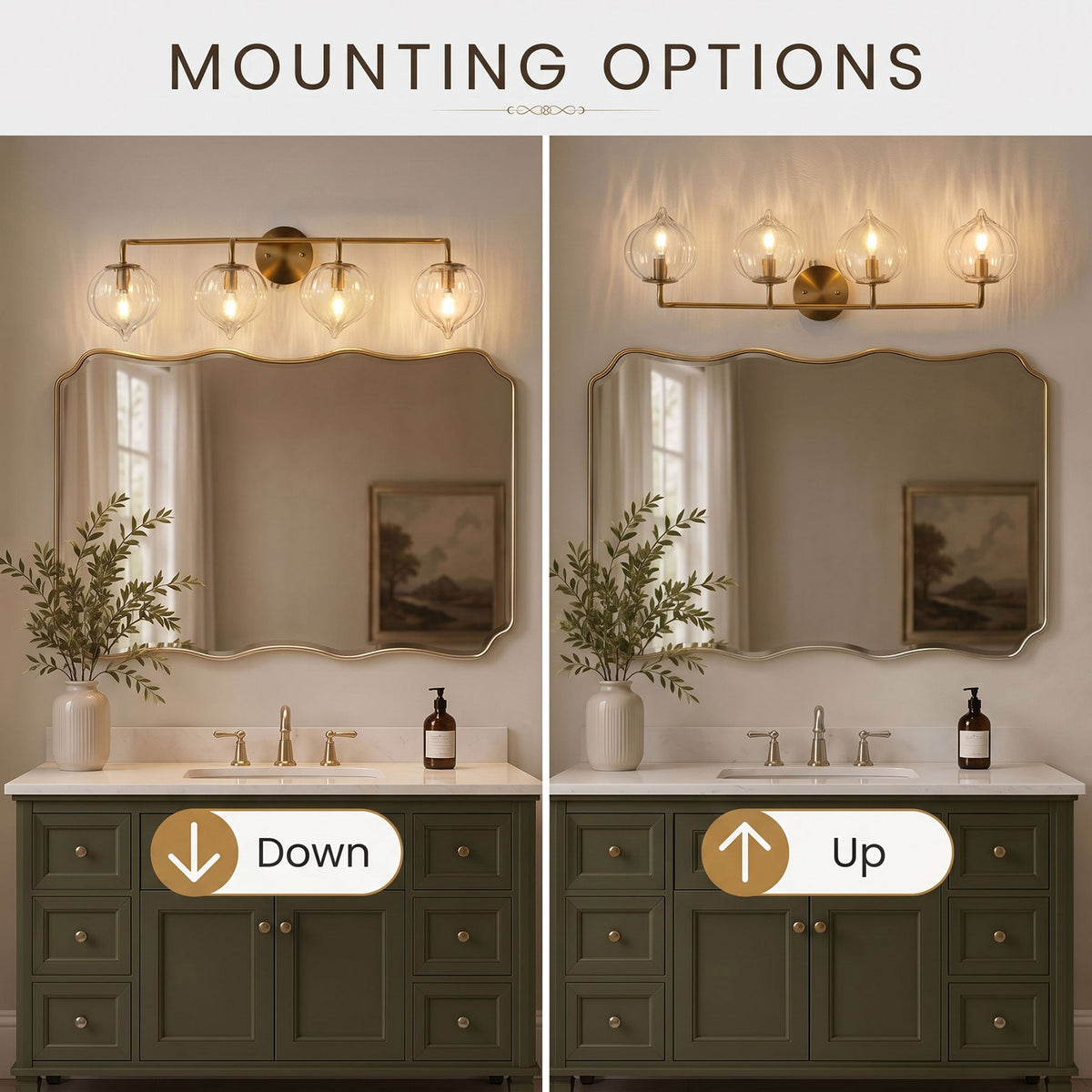 3-light & 4-light Pumpkin Glass Vanity Light