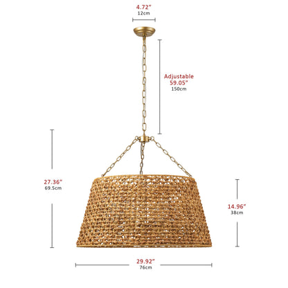 6-Lights Bell-Shaped Aquatic Plant Weaving Oversize Pendant Lighting