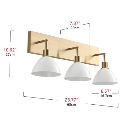 3-Lights Cream Round Shape Glass Shade Bathroom Vanity Lighting