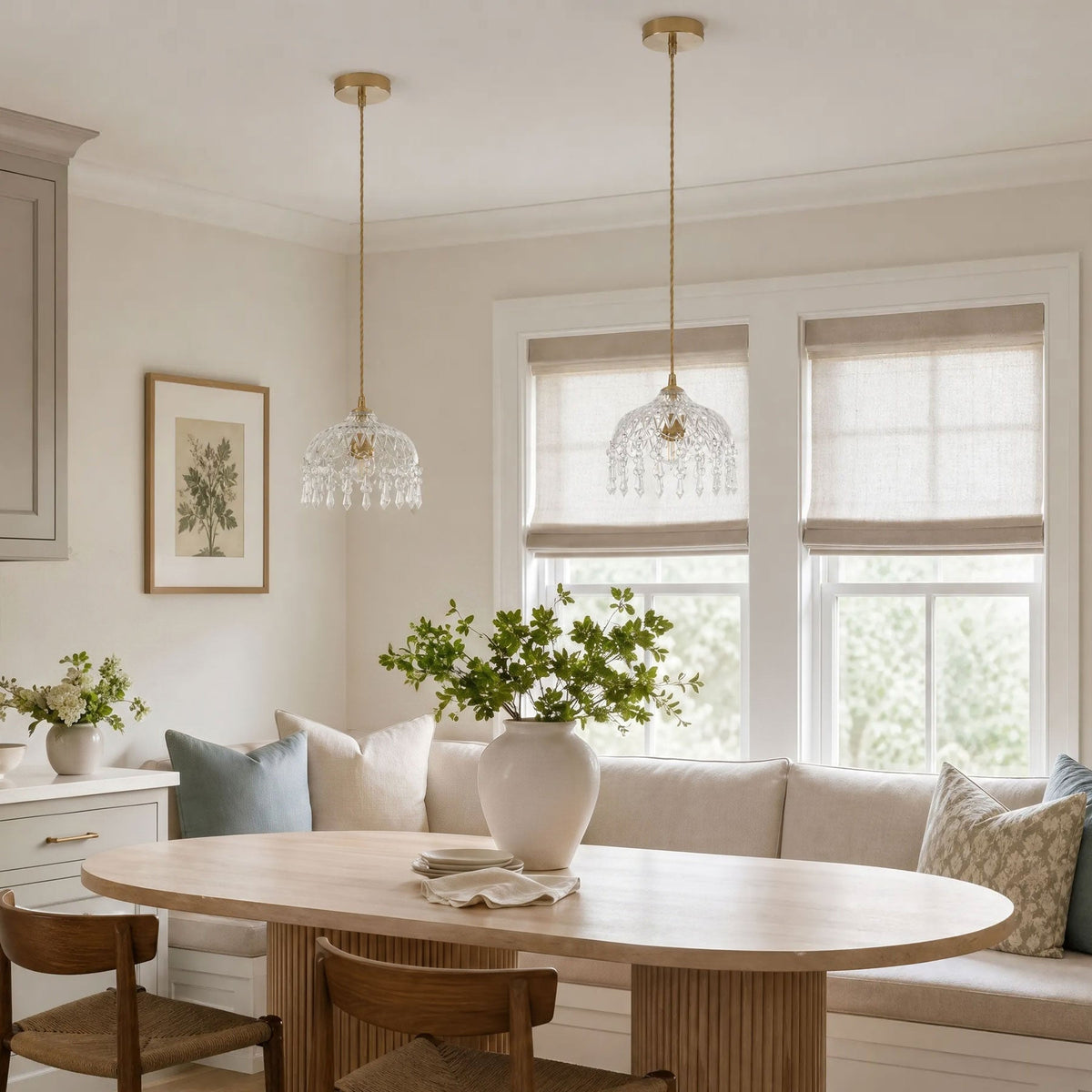 3-Light Clear Crystal Fringe Pendant Light