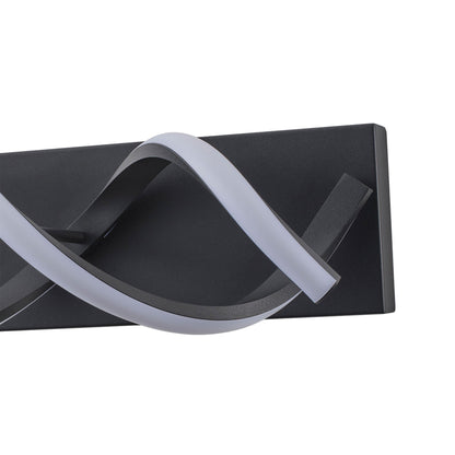 1-Light Black & Gold Wave LED Bathroom Vanity Light