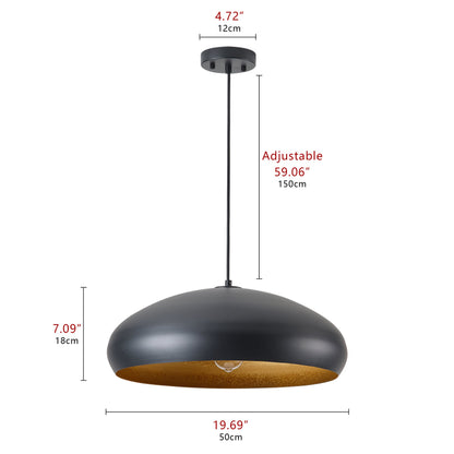 1-Light Oversize Sanding Black Pendant Lighting