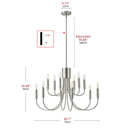 12-Lights Candle Lamp Head Creative Chandelier