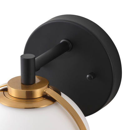 Modern Minimalist Vanity Light Dewdrop Black And Gold Globe Frosted Glass For Bathroom