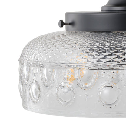 3-Light Modern Ceiling Light Clear Glass Black Fixture