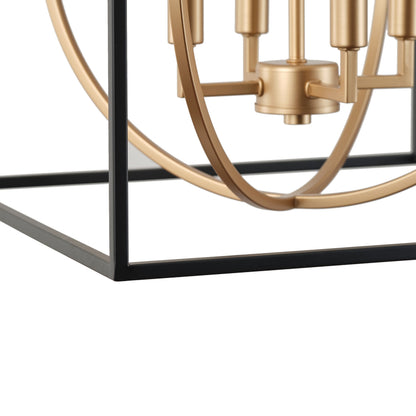 4-Light Farmhouse Pendant Chandelier with Cube Frame