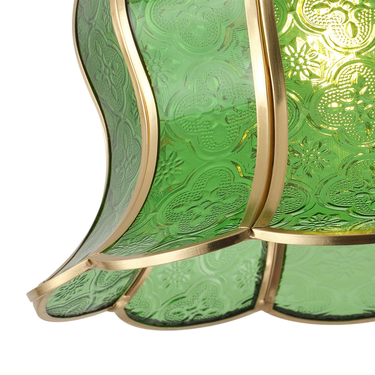 1-Light Green / Gold Semi Flush Mount Light Bedroom Glass Ceiling Light