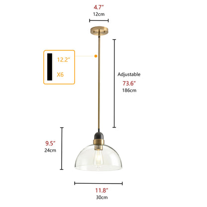 1-Light Industrial Clear Glass Pendant Lighting