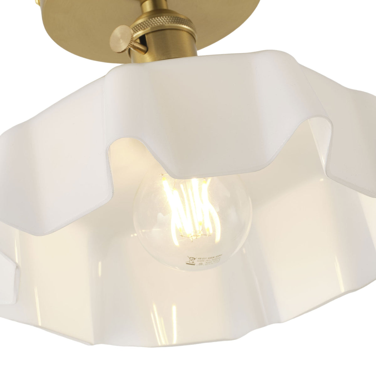 1-Light Copper Ceiling Light With White Glass Shade