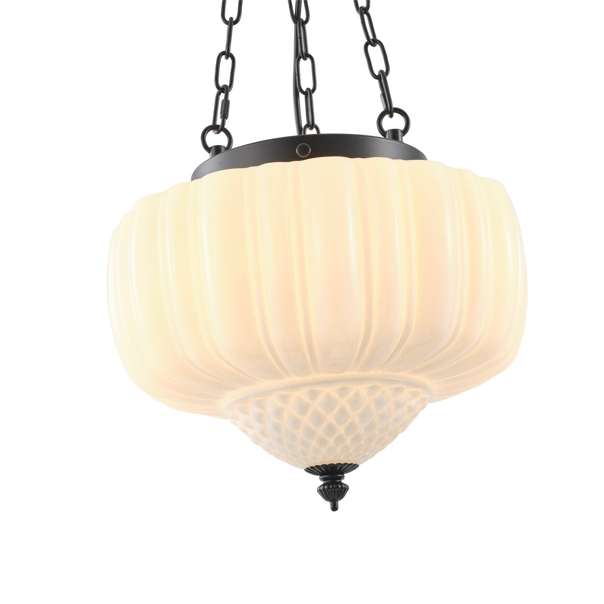 4-Light Vintage Pendant Light With Opal Glass Shade