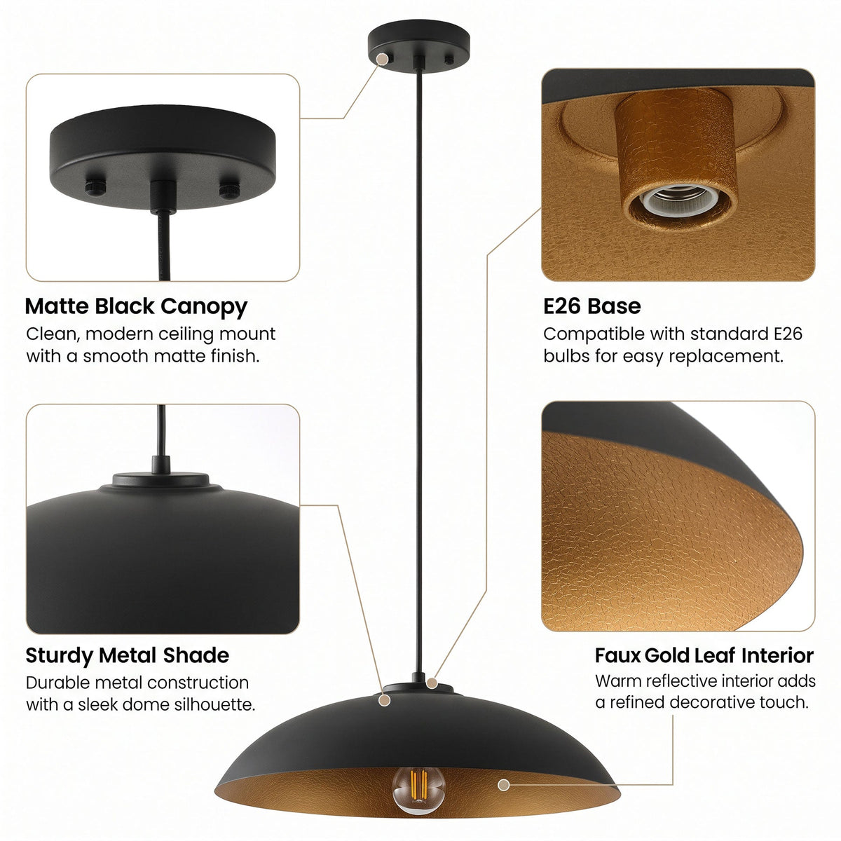 1-Light Two Sizes  Bowl Shade Pendant Lighting