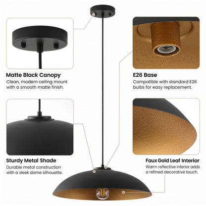 1-Light Two Sizes  Bowl Shade Pendant Lighting