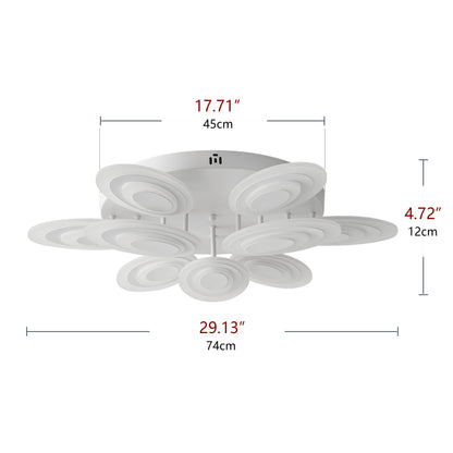 9-Lights Elliptical Petal Shape LED Semi-Flush Mount Lighting