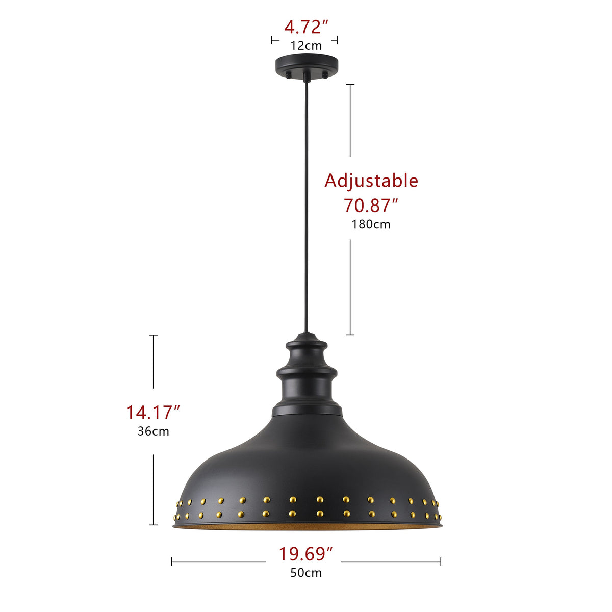 1-Light 19.7'' Oversize Bowl Shade Pendant Lighting