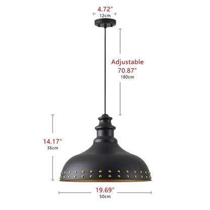 1-Light 19.7'' Oversize Bowl Shade Pendant Lighting