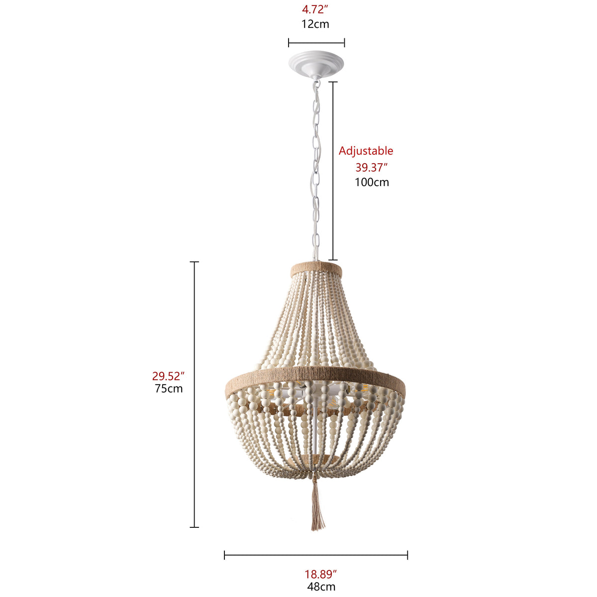 4-Lights Wood Beads Element Pendant Lighting