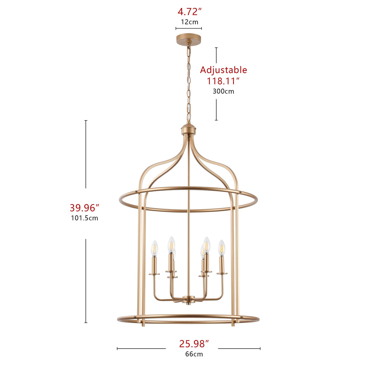 6-Light Modern Island Gold Linear Dimmable Chandeliers