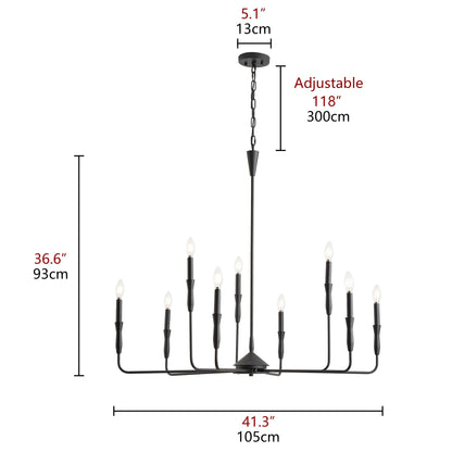 6-Lights & 9-Lights & 16-Lights Small Fresh Candle Shaped Dimmable Chandelier